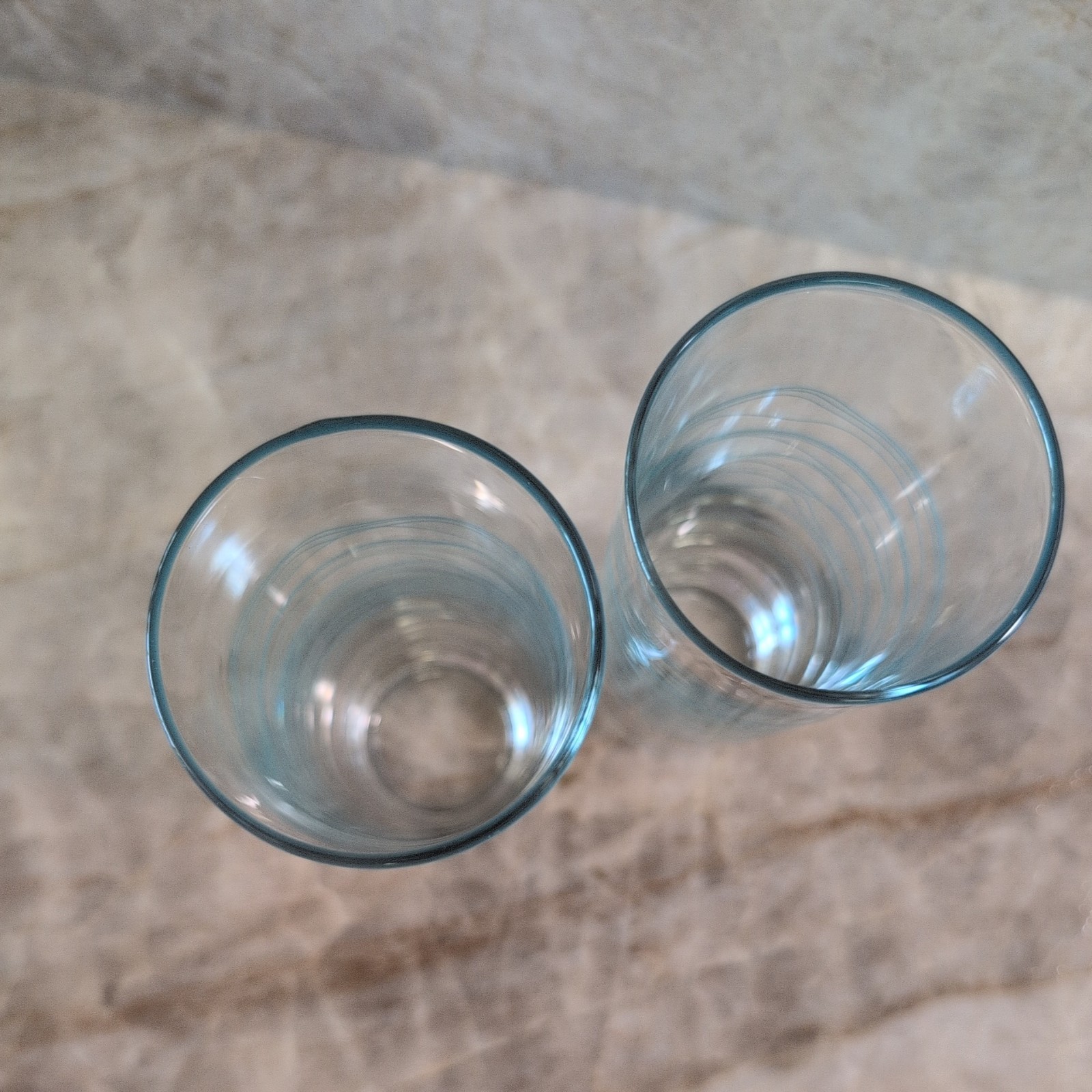 Mid Century Modern Atomic Style Aqua Turquoise Collins Pair of Tall Glasses gallery