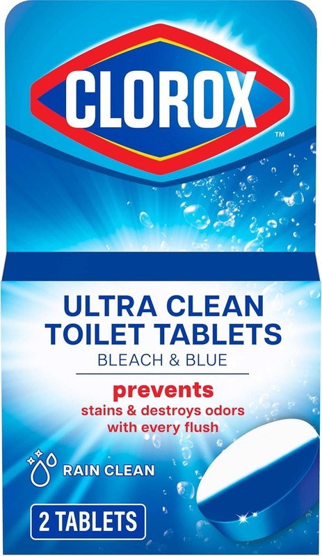 2 Count Bleach & Blue Toilet Tablets with Rain Clean Scent - Effortless Cleaning gallery