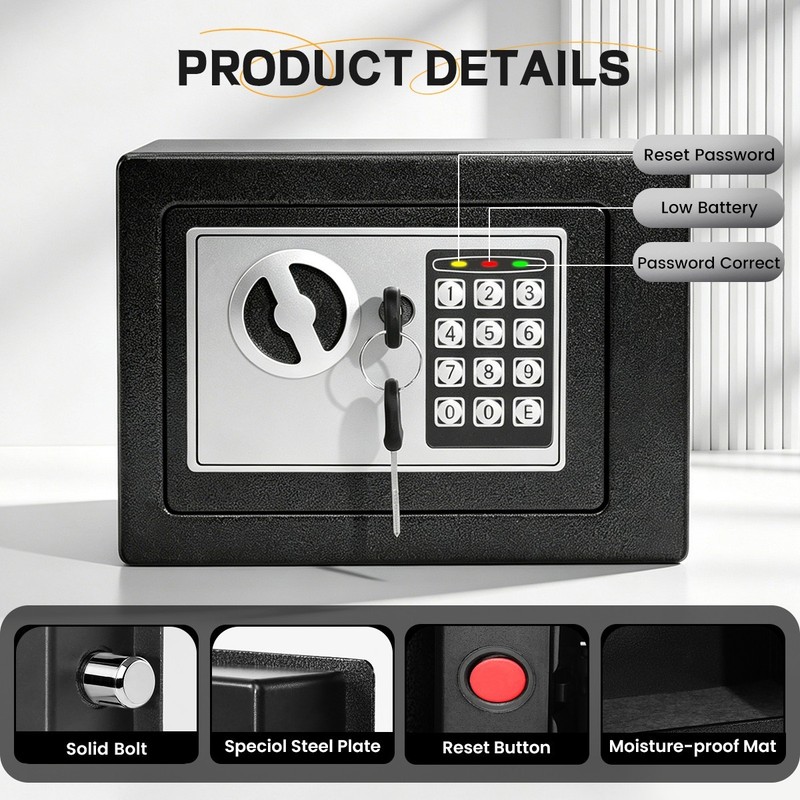 Small Fireproof Security Safe Digital Keypad Lock Gun Cash Jewelry Document Box gallery