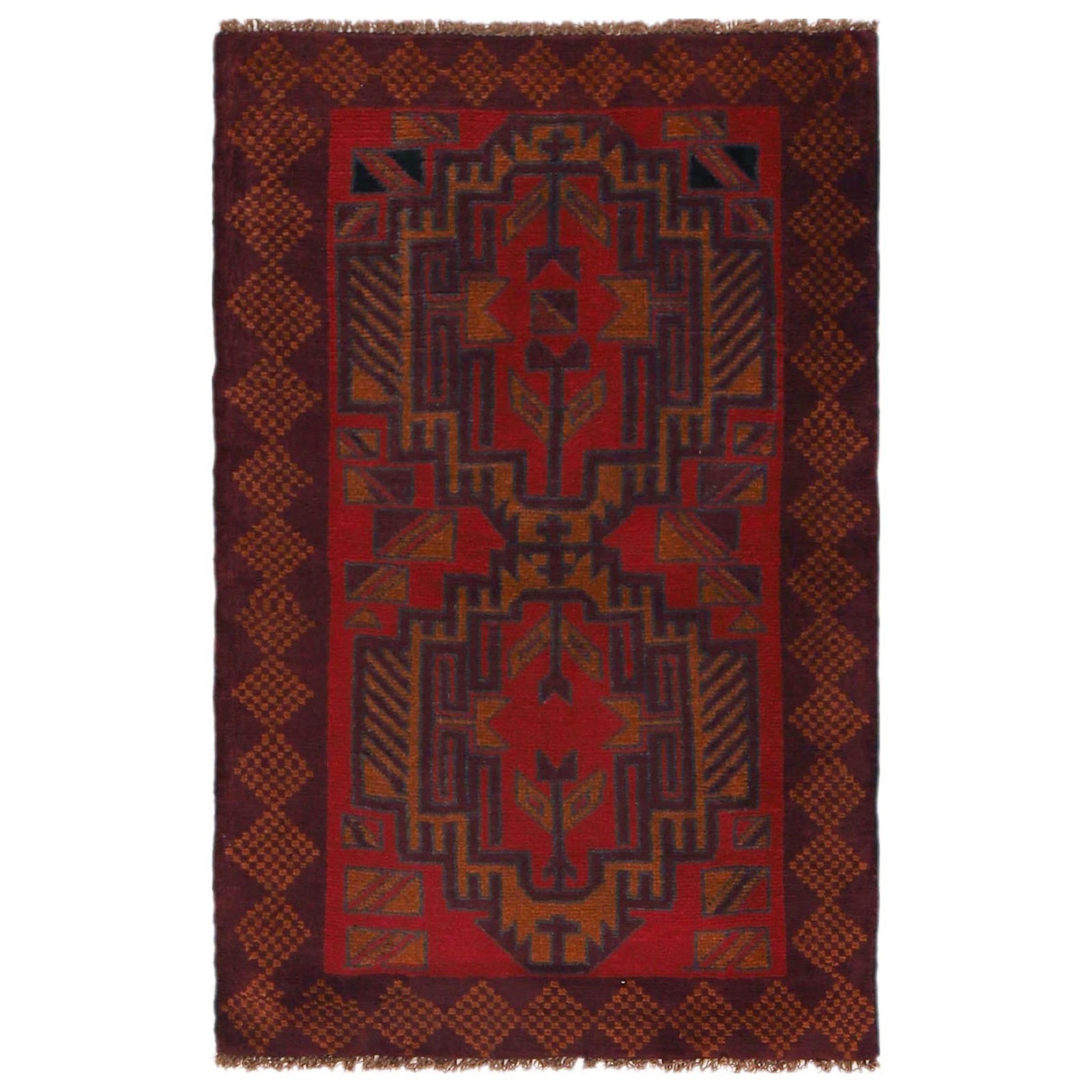 Afghan Red Tribal Balouch Area Rug 2'10x4'5ft Oriental Woolen Bedroom Rug W35900 gallery