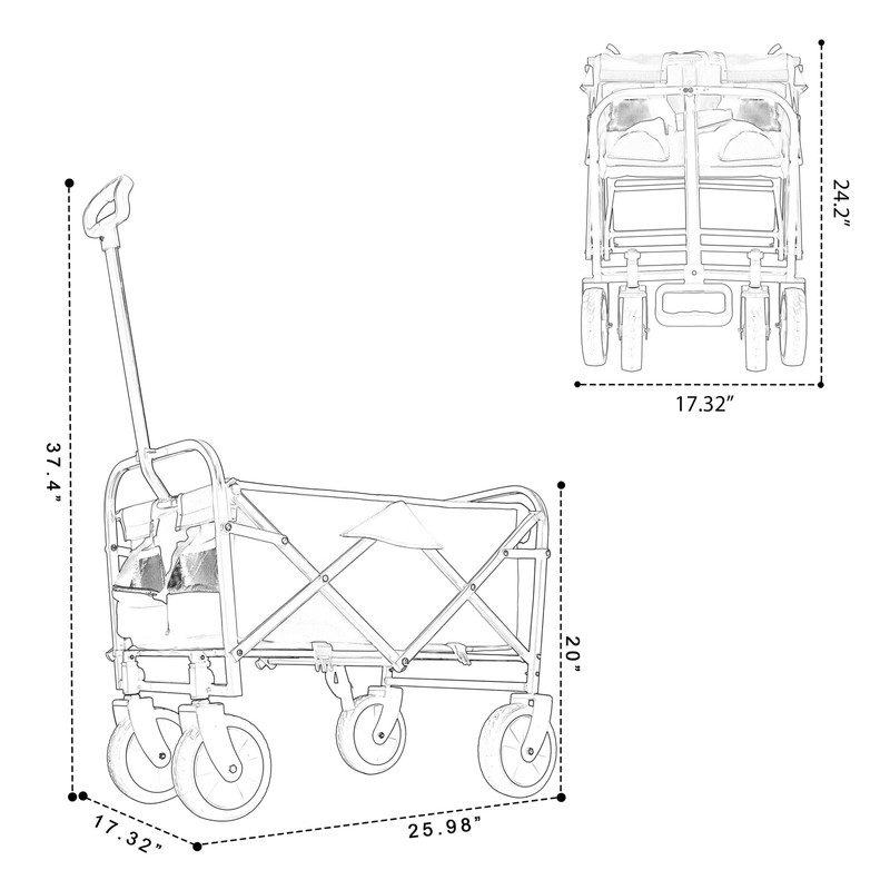 Collapsible Foldable Wagon w/ Strapping System,225lbs Utility Grocery Beach Cart gallery