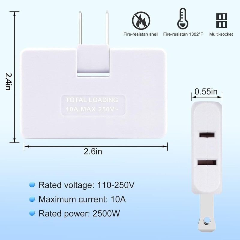 3 Pack AC Flat Wall Outlet Extender Flat Plug Outlet Wall Adapter for Home gallery