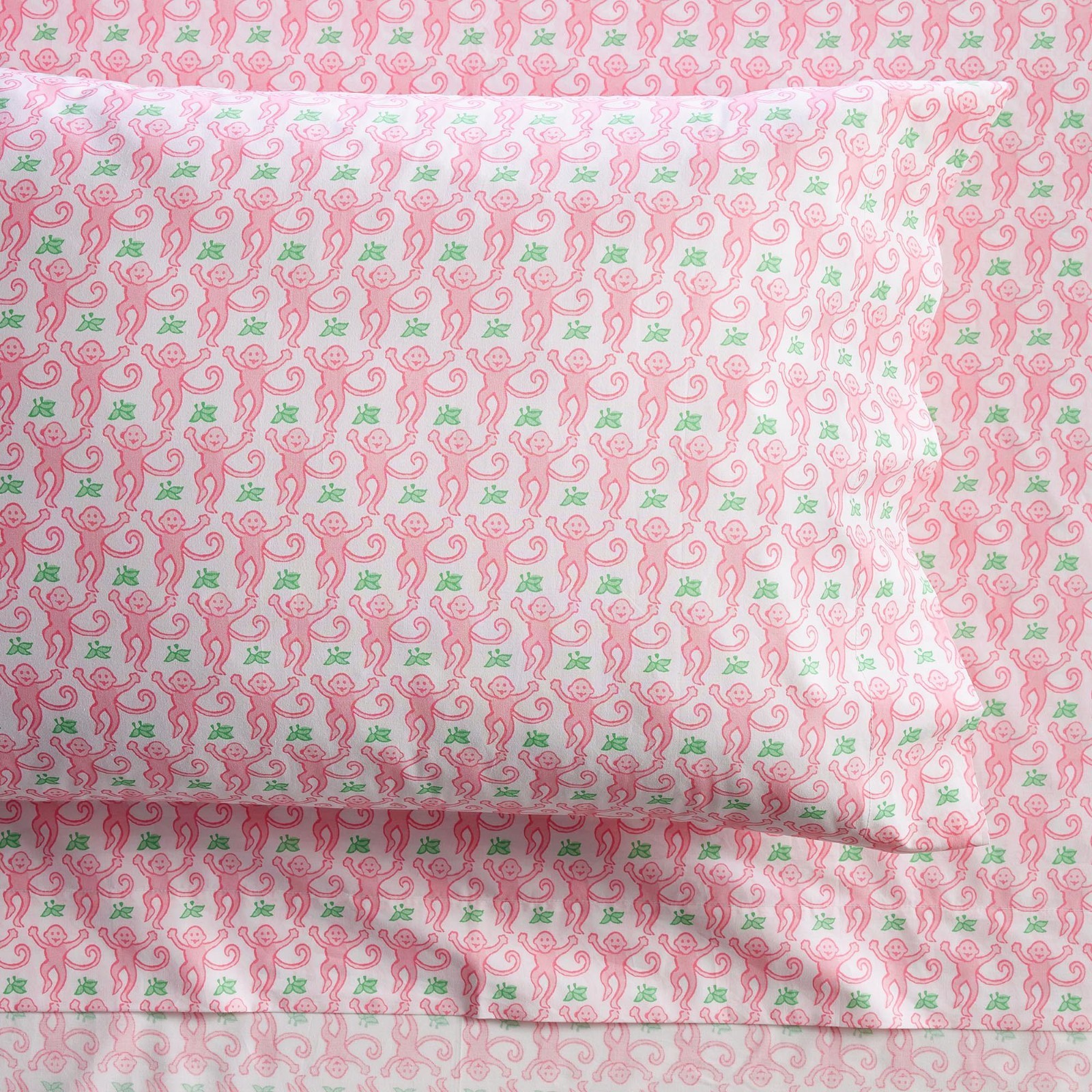 Best Seller Roller Rabbit Monkey Organic Sheet Set,Twin/Twin XL Pink gallery