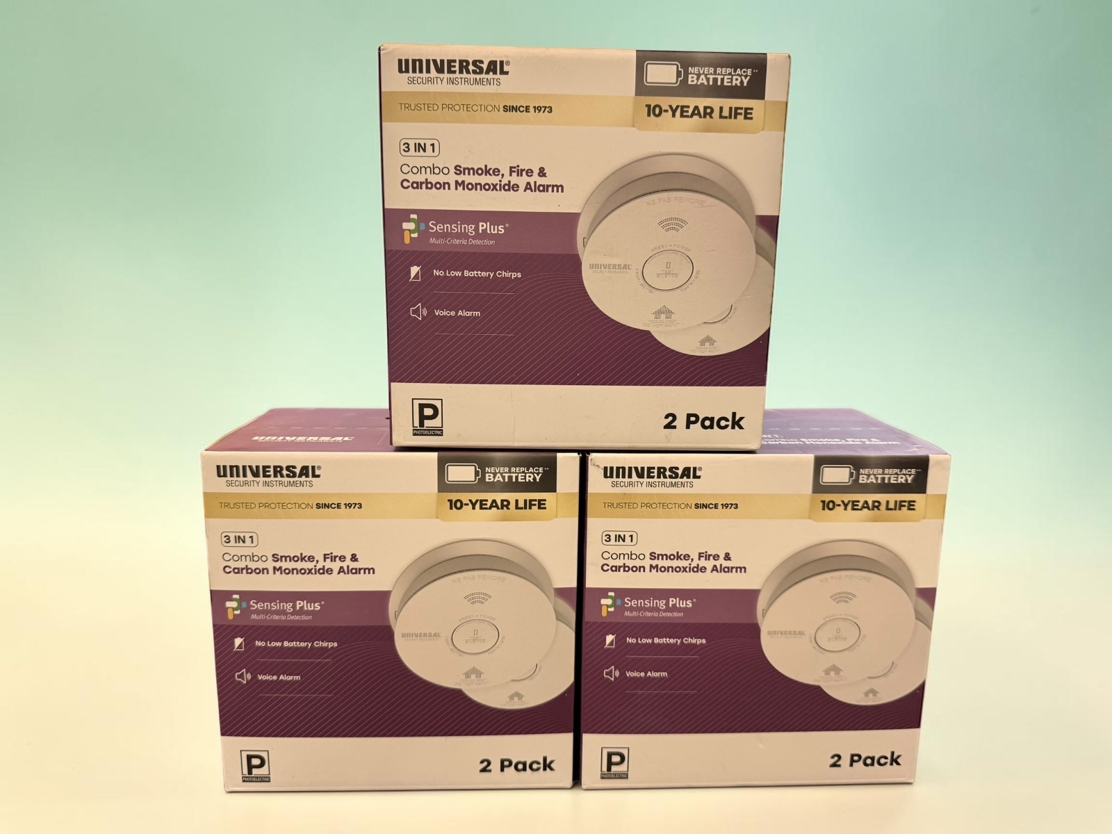 Smoke Fire & Carbon Monoxide Detector w/Voice 10 Year 3-in-1 UNIVERSAL NEW gallery