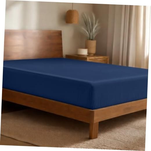 100% Rayon Made from Bamboo Luxury Fitted Sheet - Deep Pockets Full Dark Blue gallery