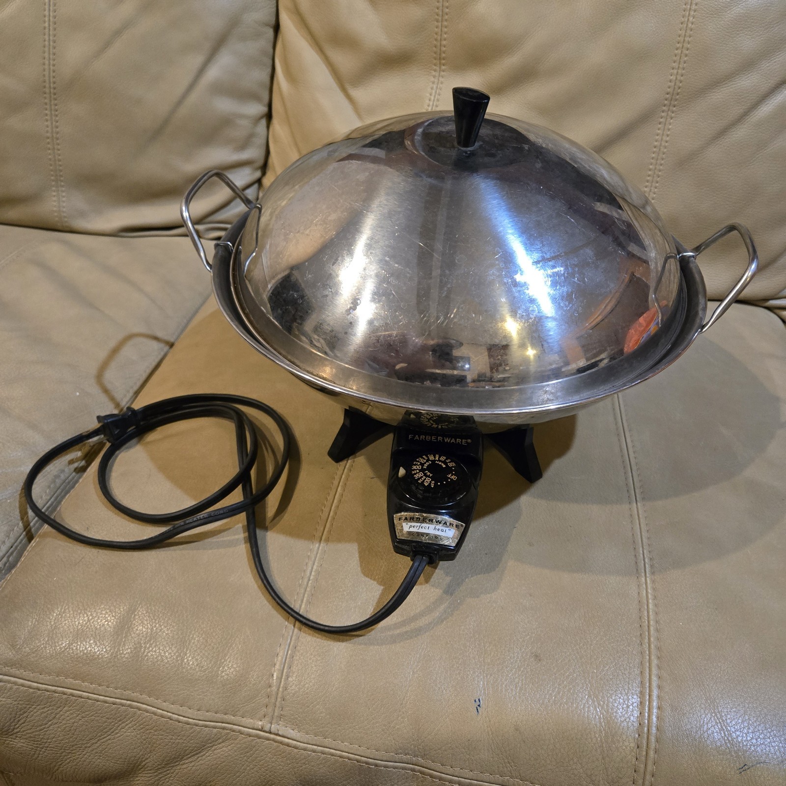 Vintage Farberware Stainless Steel Electric Wok 303 Heat Control w/ Steam Rack gallery
