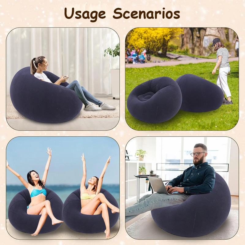 Lazy Inflatable Sofa Portable Foldable Pvc Flocking Single-Person Inflatable Sof gallery