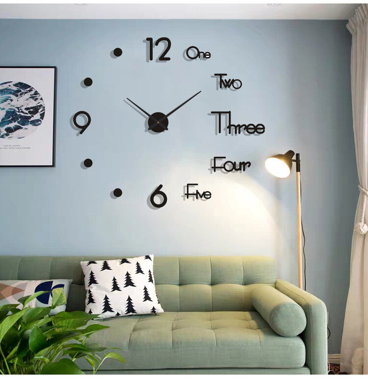 3D Large Wall Clock Modern DIY Sticker Mirror Surface Art Design Home Room Decor gallery