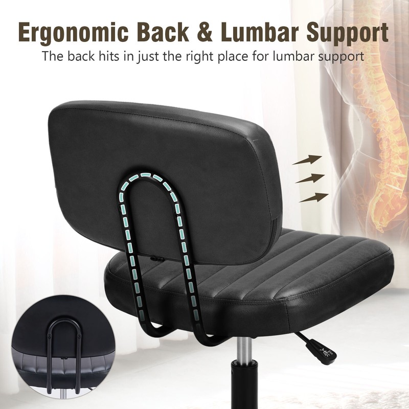 No Armrests, Low Back Lumbar Support PU Leather Home Office Swivel Chair gallery
