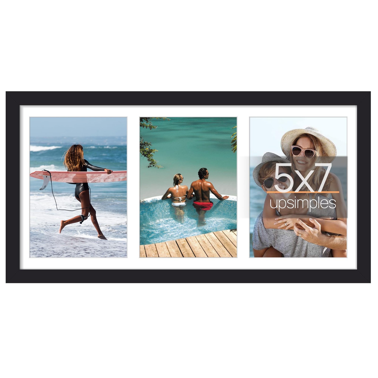 8x16 Collage Picture Frame, Display Pictures 3 5x7 with Mat or 8x16 Without M... gallery