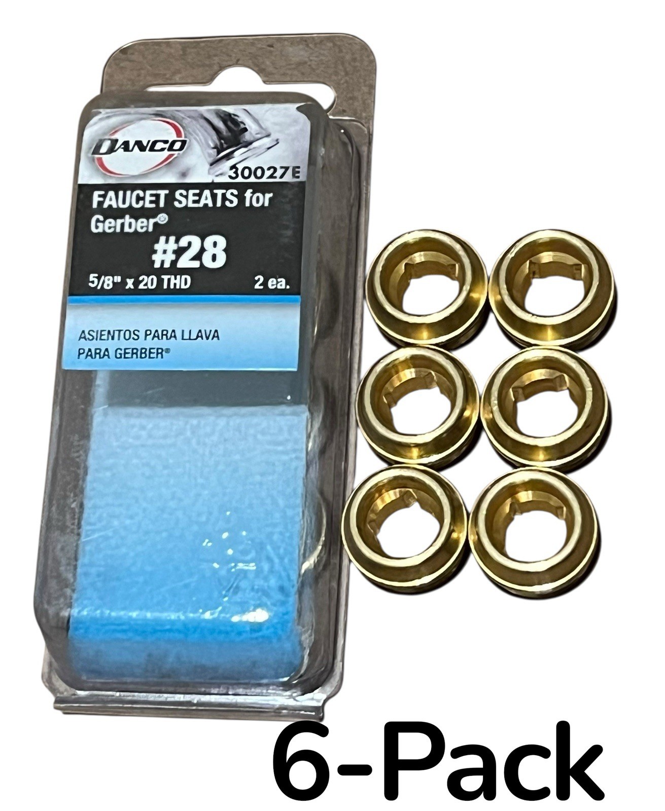 Danco #28 Gerber 5/8 In. x 20 Thread Size Faucet Brass Bibb Seat 30027E 6-Pack gallery