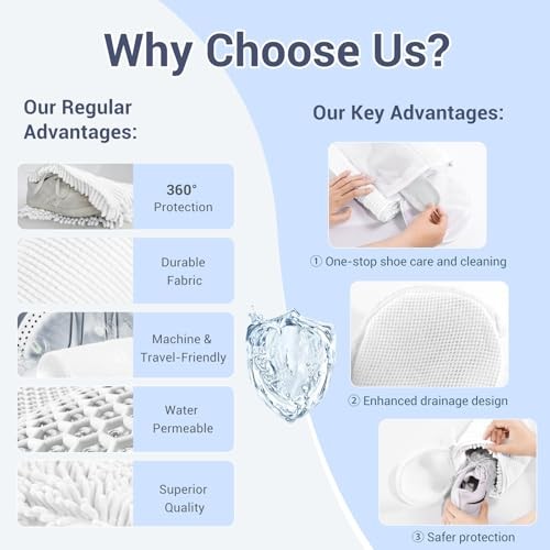 Shoe Washing Machine Bag with 2 Separate Mesh Pockets - Wash Laces, White gallery