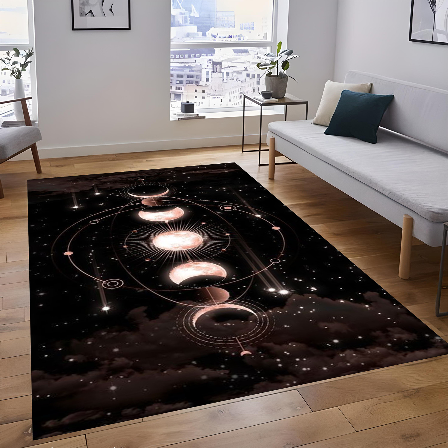 Moon Phase Rug, Mystical Celestial Carpet for Bedroom and Boho Living Room Decor gallery