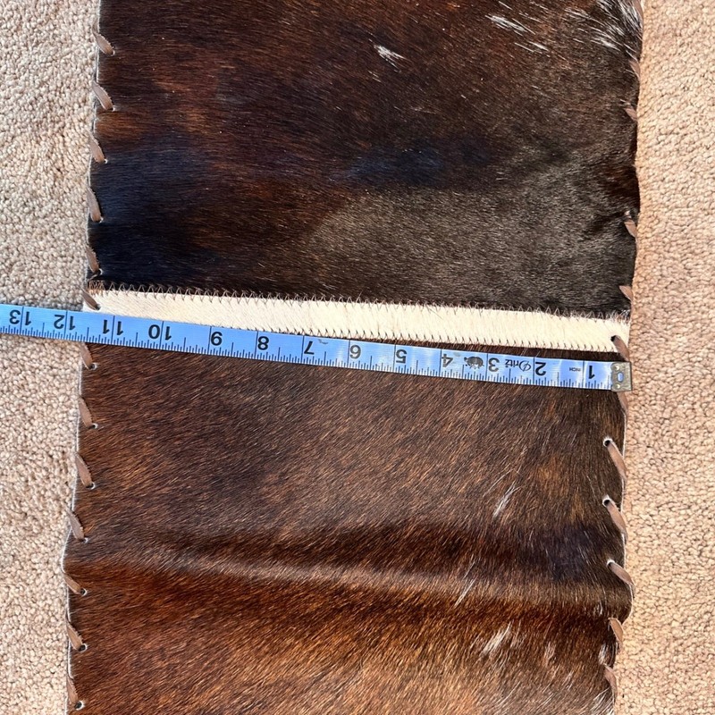 Handmade Genuine Cowhide Patchwork Table Runner Brown Black White 65x11 Rustic gallery