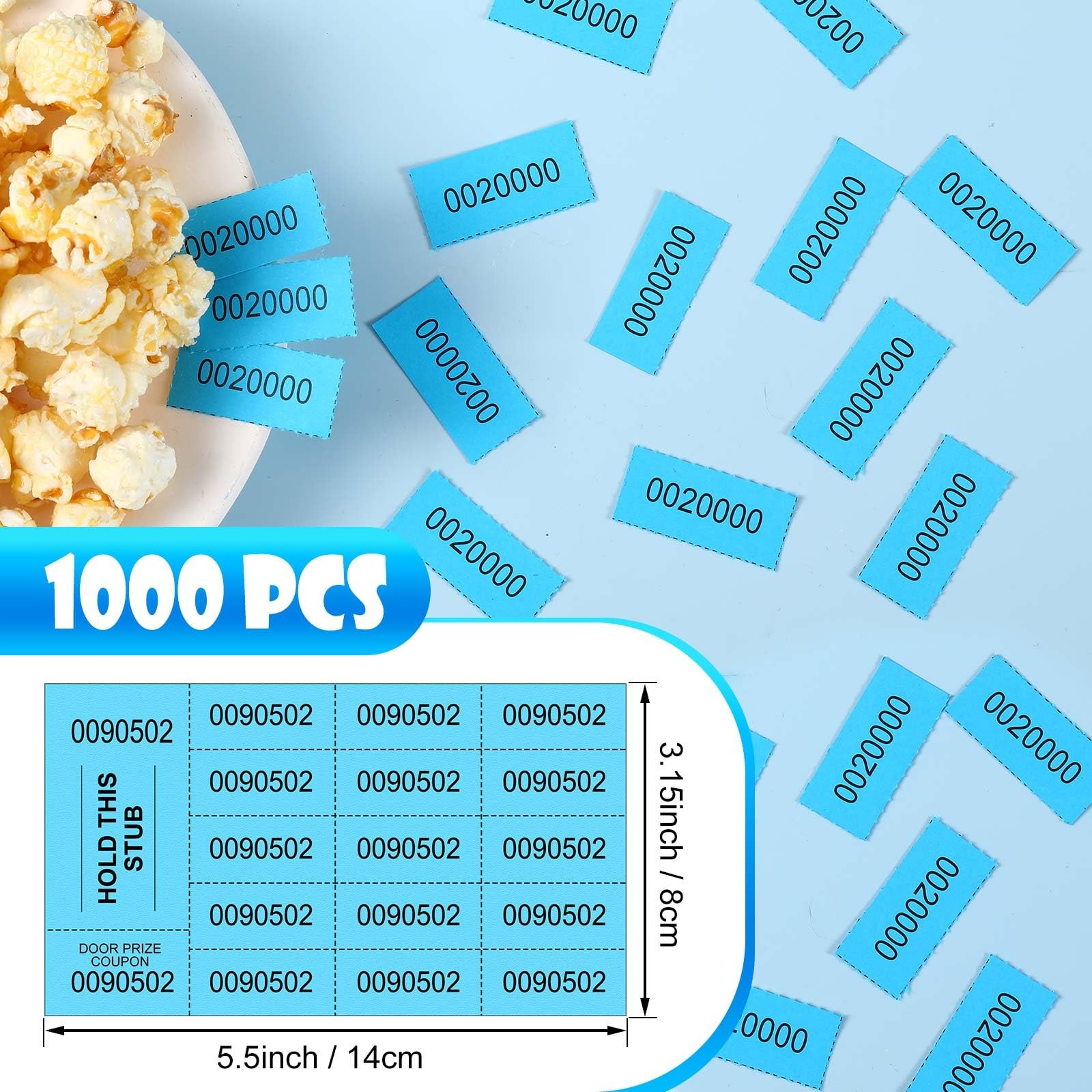 1000 Sheets Raffle Tickets Lake Blue Chinese Auction 15 Bid Numbers Per Sheet gallery