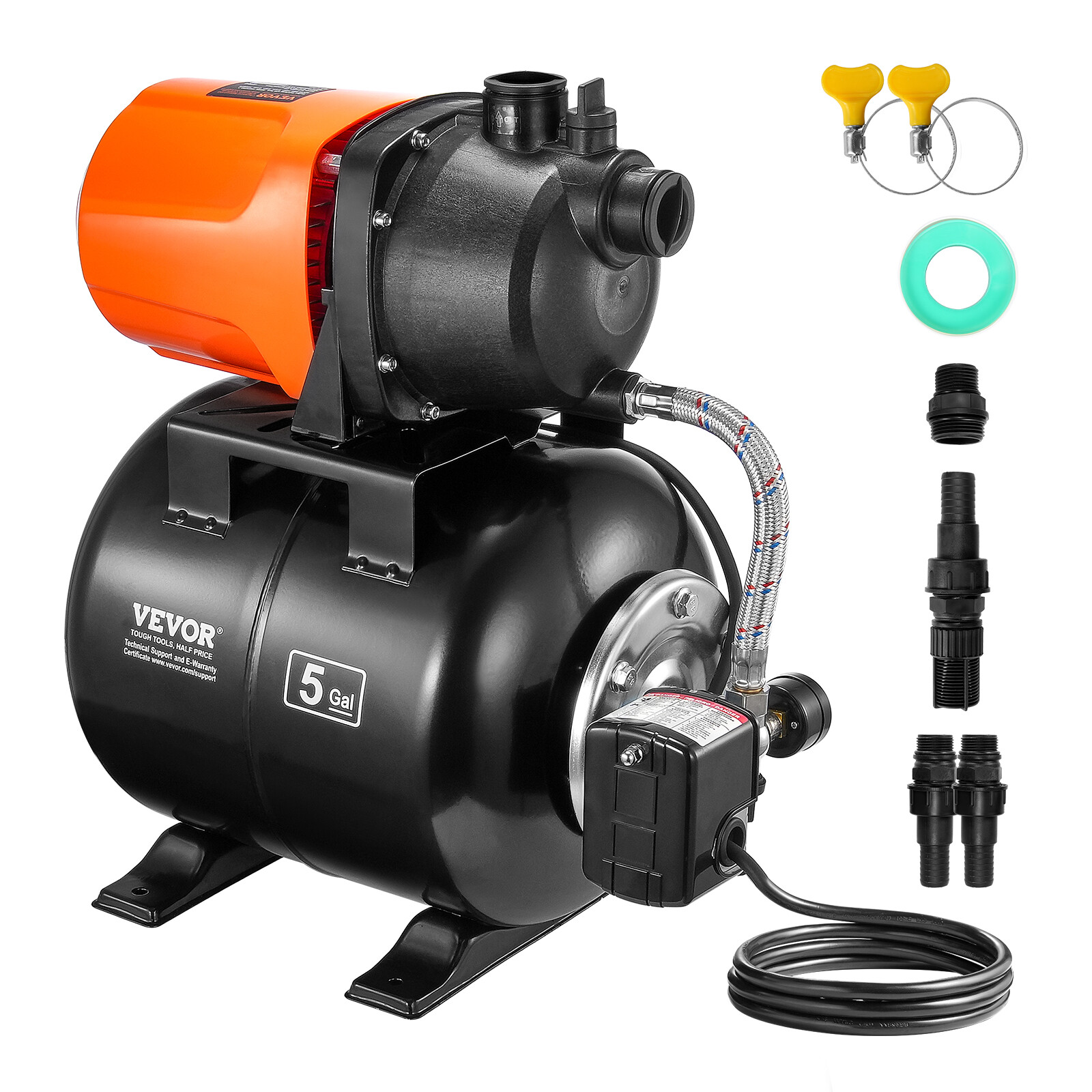 VEVOR 1HP Shallow Well Pump with Pressure Tank 1000GPH Irrigation Booster Pump gallery