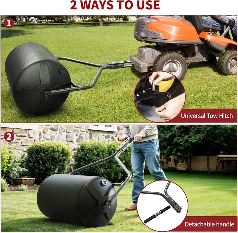 18'' x 24'' Poly Lawn Roller W/Threaded Plug for Lawn and Garden Tractors 270lbs gallery