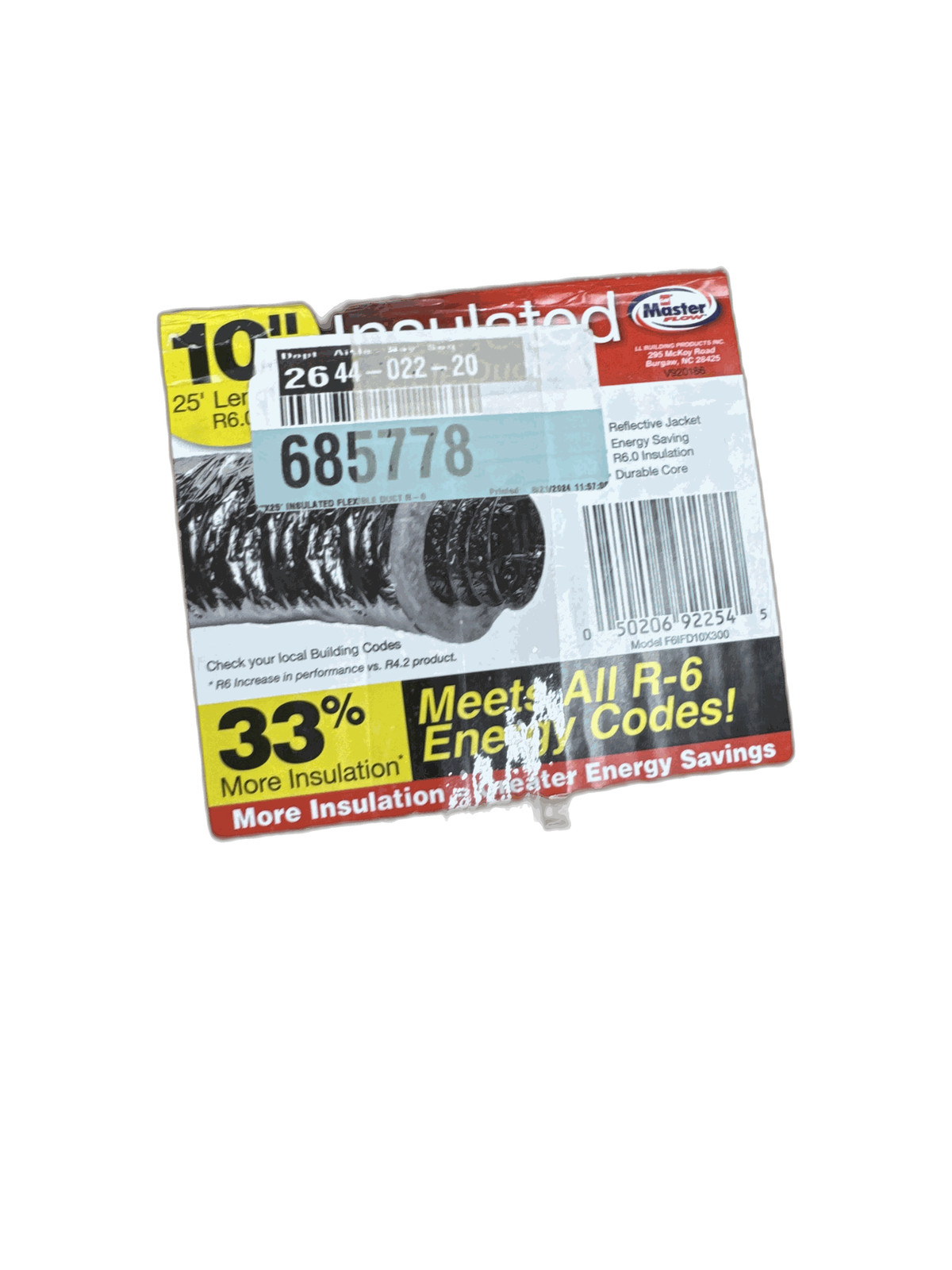 Master Flow 10 in. x 25 ft. Insulated Flexible Duct R6 Silver Jacket gallery
