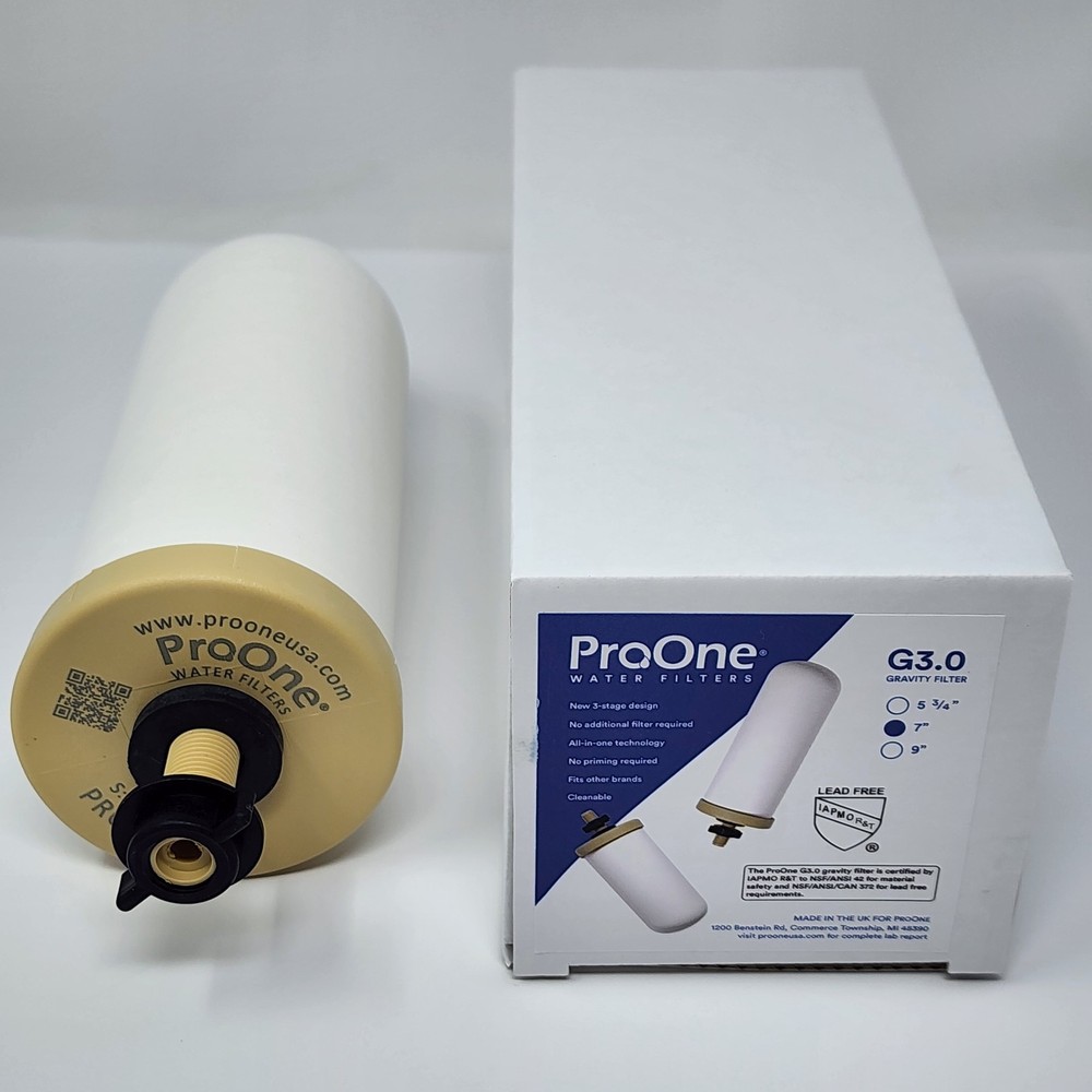 ProOne G3.0 7 Inch Ceramic Gravity Countertop Water Filter 3-Stage All-In-One