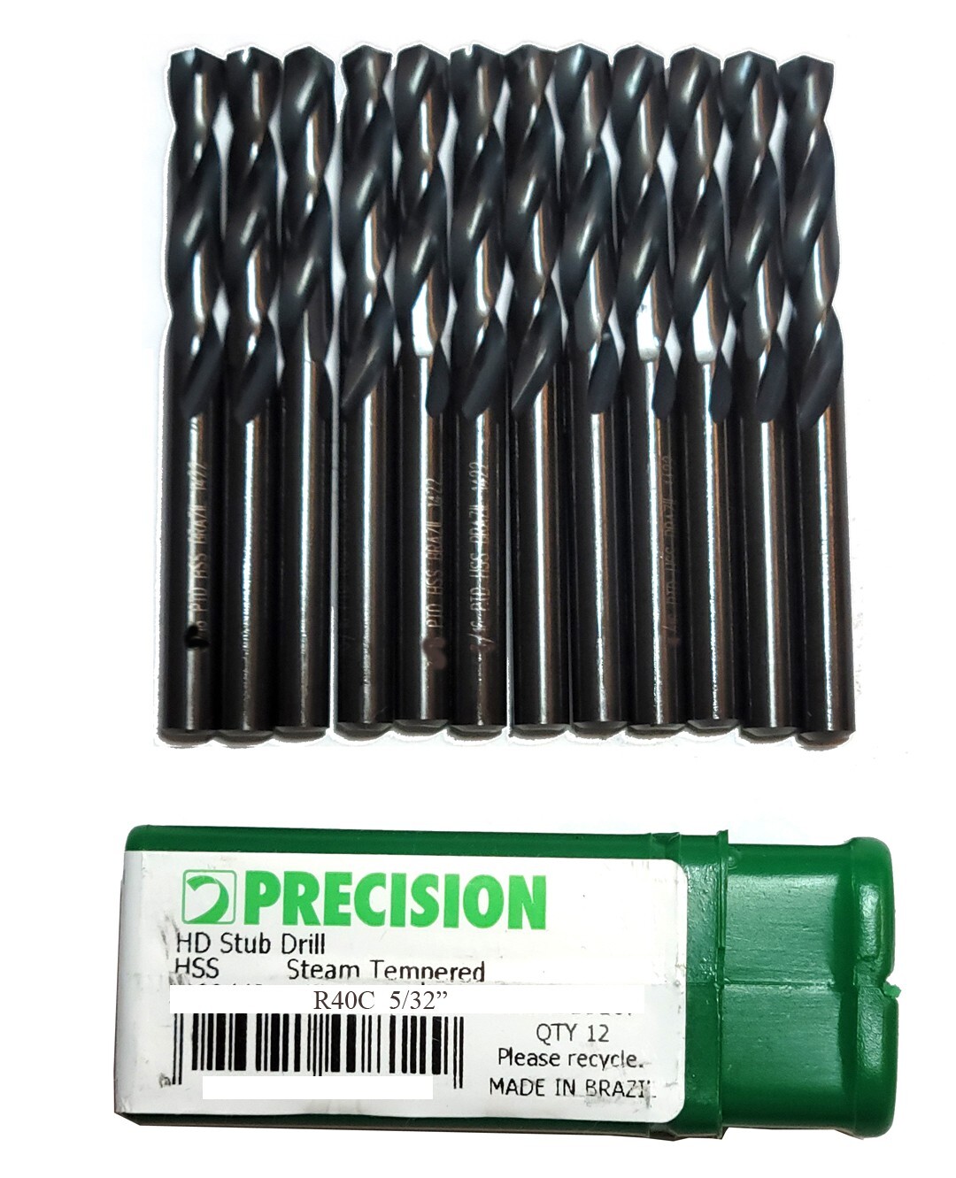 Dormer Precision R40C Stub HSS Drill Bits 5/32" x 2-1/16", STEAM OXIDE. (12 PCS) gallery