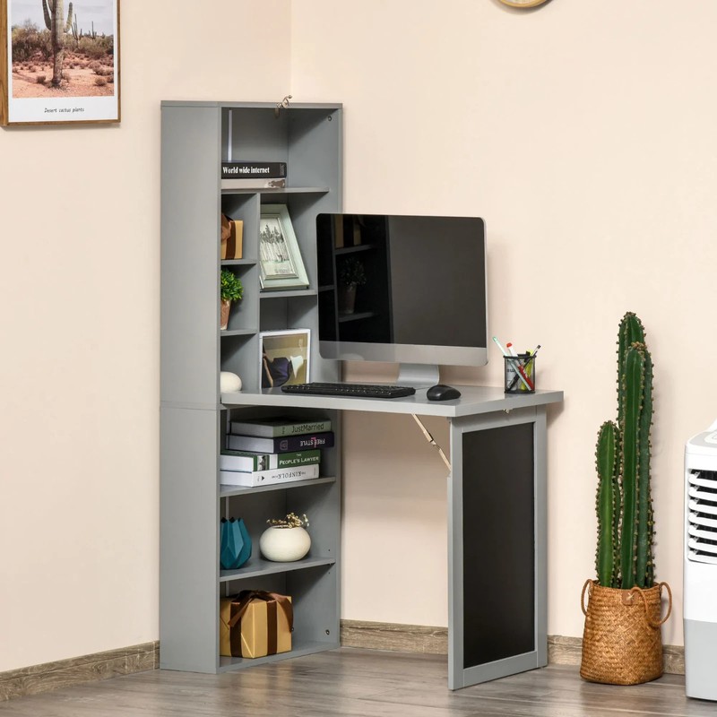 Wall Mounted Table Foldable Desk With Blackboard And Side Shelf, Multi-Function gallery