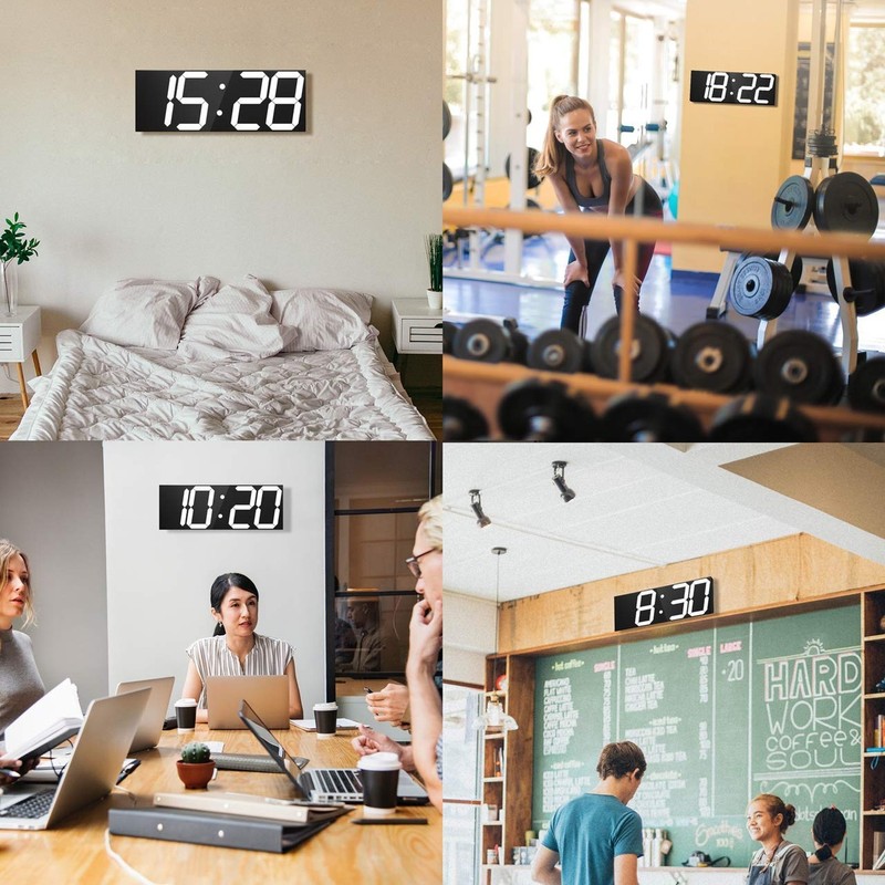 CHKOSDA LED Large Digital Wall Clock, Oversize Wall Clock with 6” Numbers, gallery