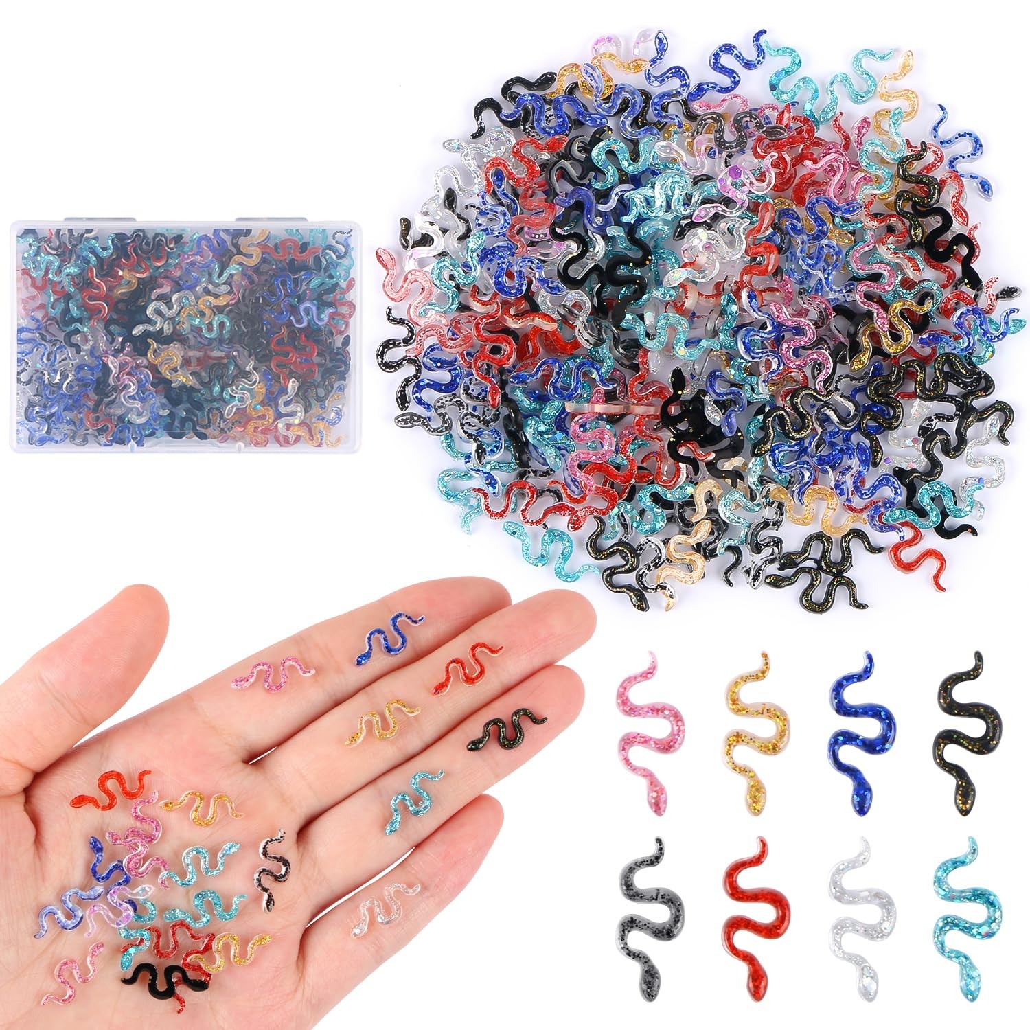 EVERMARKET 200 PCS Tiny Resin Snakes for Crafts Mini Snakes Dollhouse Miniatu gallery