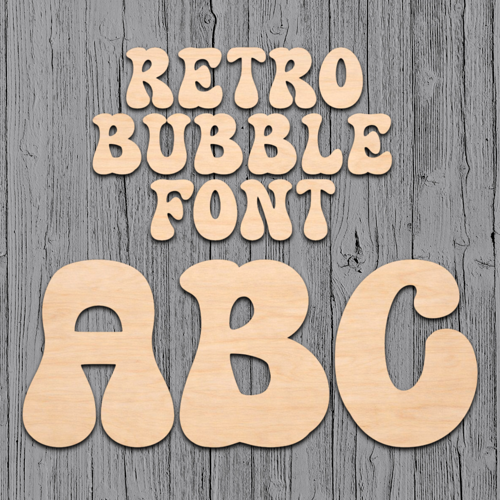 Retro Bubble Wood Letters Numbers Cutout Unfinished Laser Cut 3mm Craft Thru 14" gallery