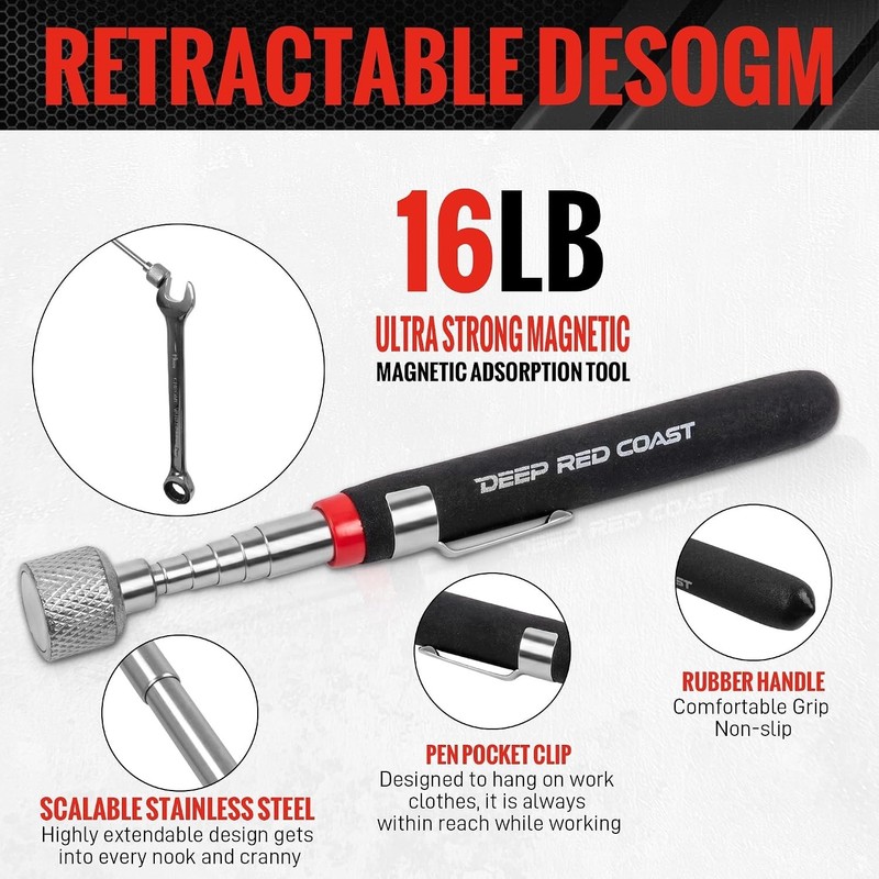 3 Pack Telescoping Magnetic Pickup Tool Set 16lb Flexible Magnet Stick Mechanic gallery
