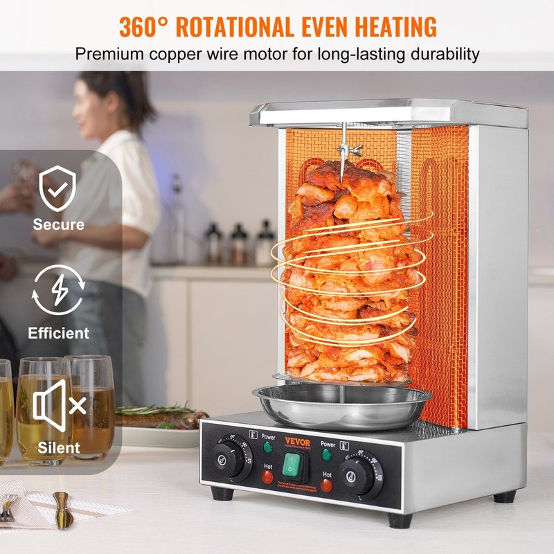 Shawarma Grill Machine 13lb Capacity 2 Burners 122-572F Vertical Broiler gallery