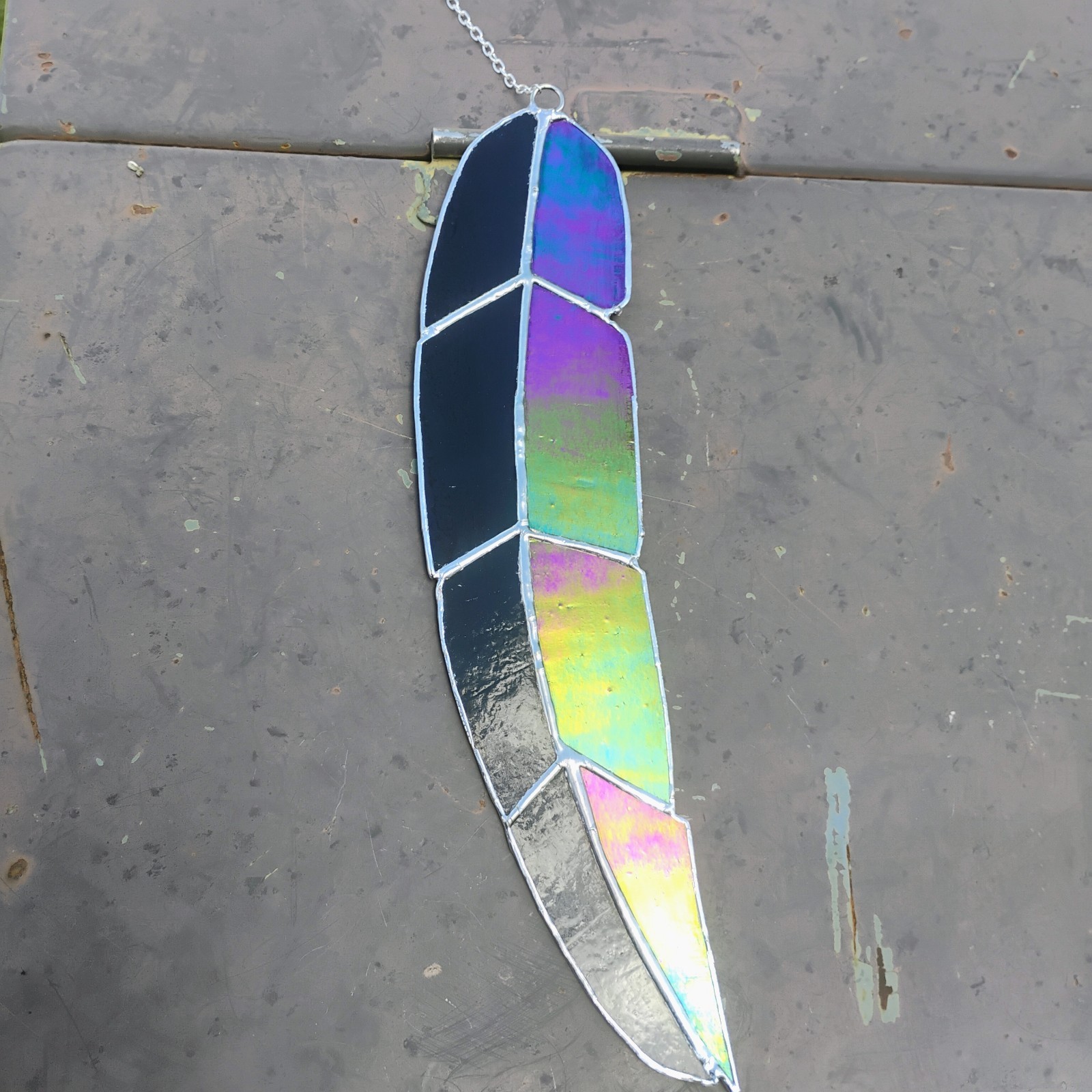 Handmade Iridescent Stained Glass Feather gallery