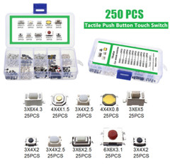 250PC 10Types Tactile Push Button Touch Switch Microswitch DIY Tool Accessories