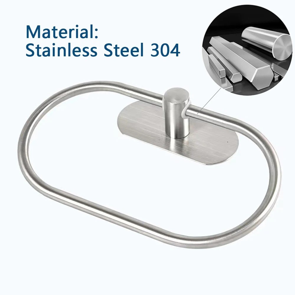 Bathroom Towel Ring Rack Holder Stainless Steel Wall Mounted Self-Adhesive gallery