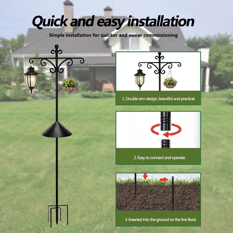 92Inch Shepherds Hooks for Outdoor with Squirrel Baffles – 6 Adjustable Hooks... gallery