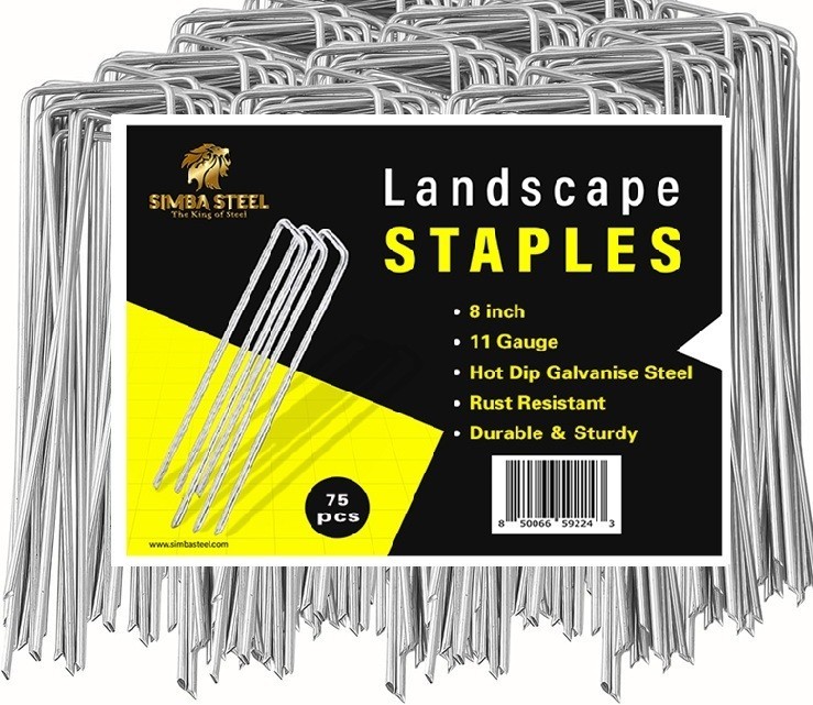 8 Inch x 75 pcs 11 Gauge GALVANIZE Landscape Staples ~ SOD Fabric Pins RUST FREE gallery