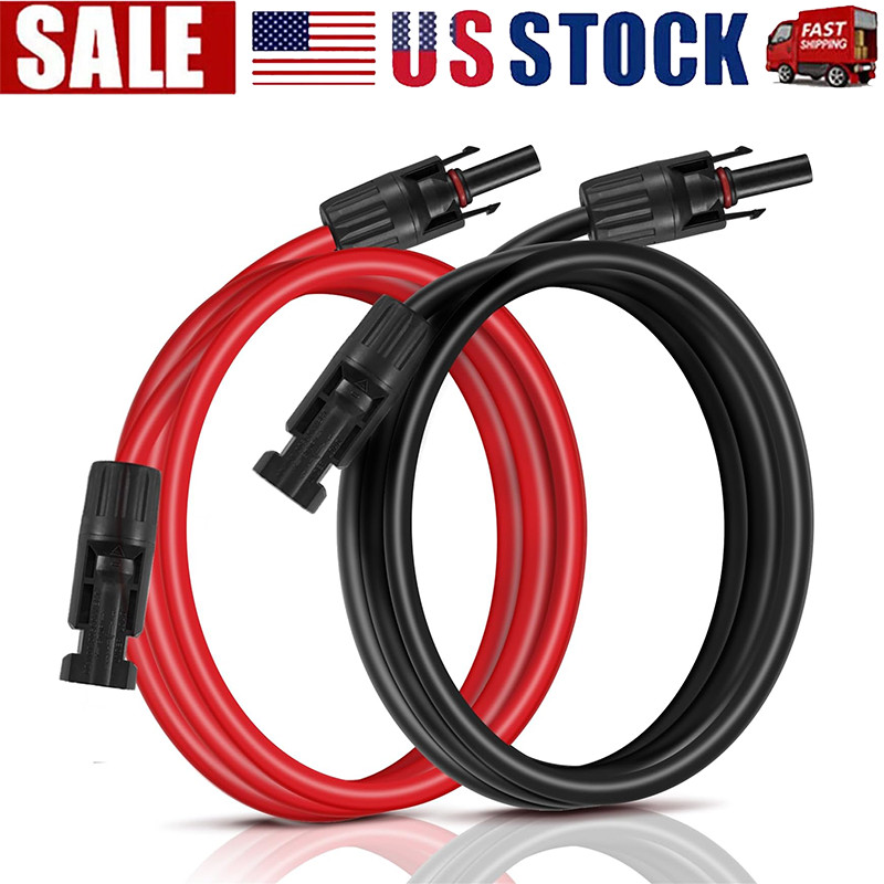 1 Pair Black+Red Solar Panel Extension Cable Wire Solar Connectors 10 AWG Gauge gallery