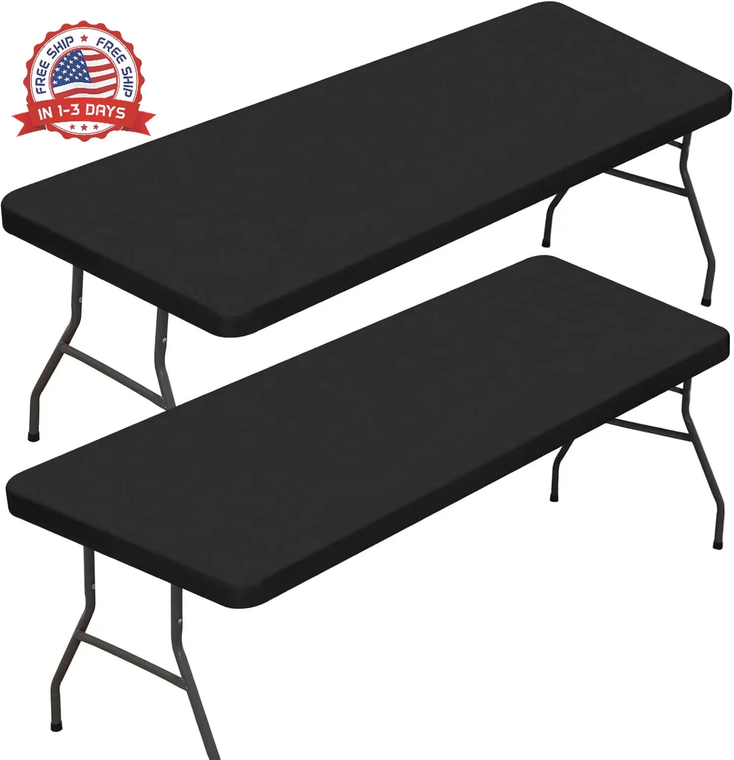 BDDC 2 Pack Rectangle Fitted Table Covers for 6 Foot Tables - 30" x 72" Stretchy gallery