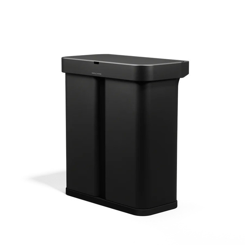 Simple Human - Rectangular Sensor/ Voice - 58L Trash/ Recycler | Matte Black gallery