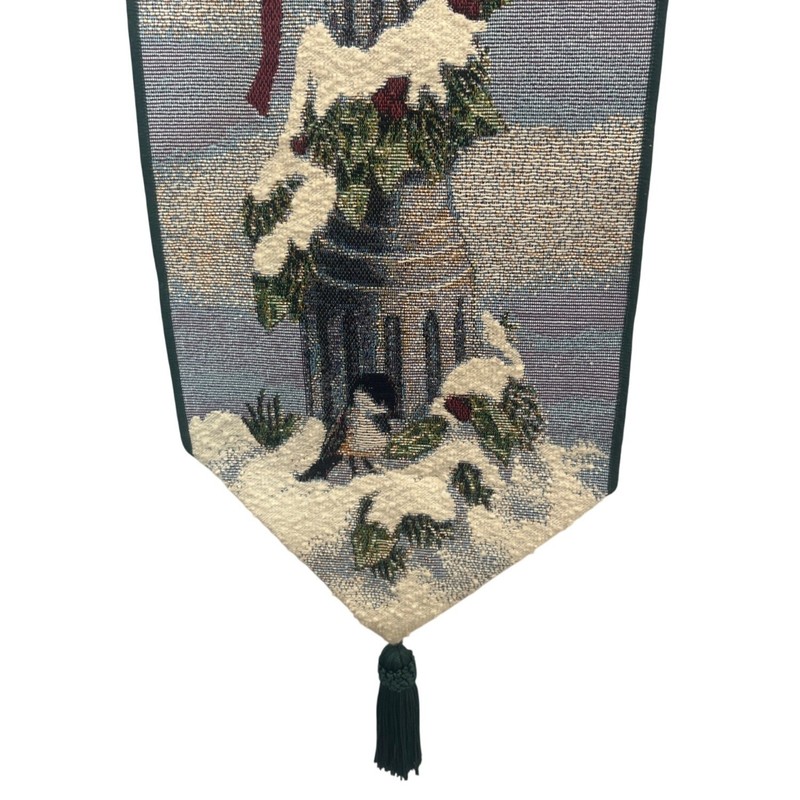 Christmas Birds Bell Pull Wall Hanging 9x41 Inches Tassel Made In USA gallery