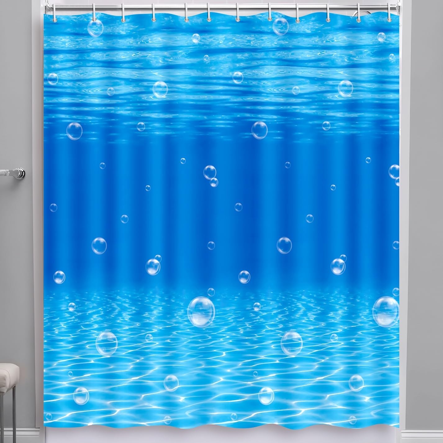 Under The Ocean Decorations Underwater Wave Shower Curtain Summer Tropical Ba... gallery