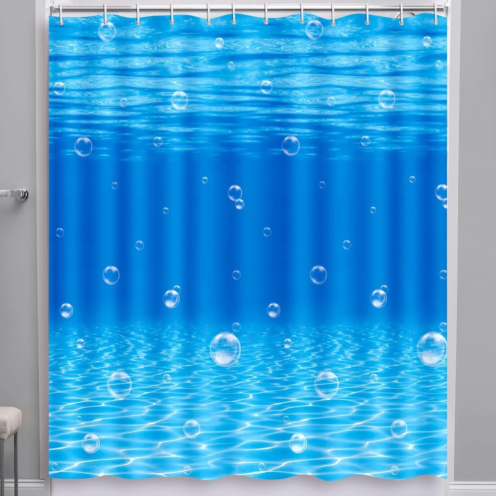 Under The Ocean Decorations Underwater Wave Shower Curtain Summer Tropical Ba...