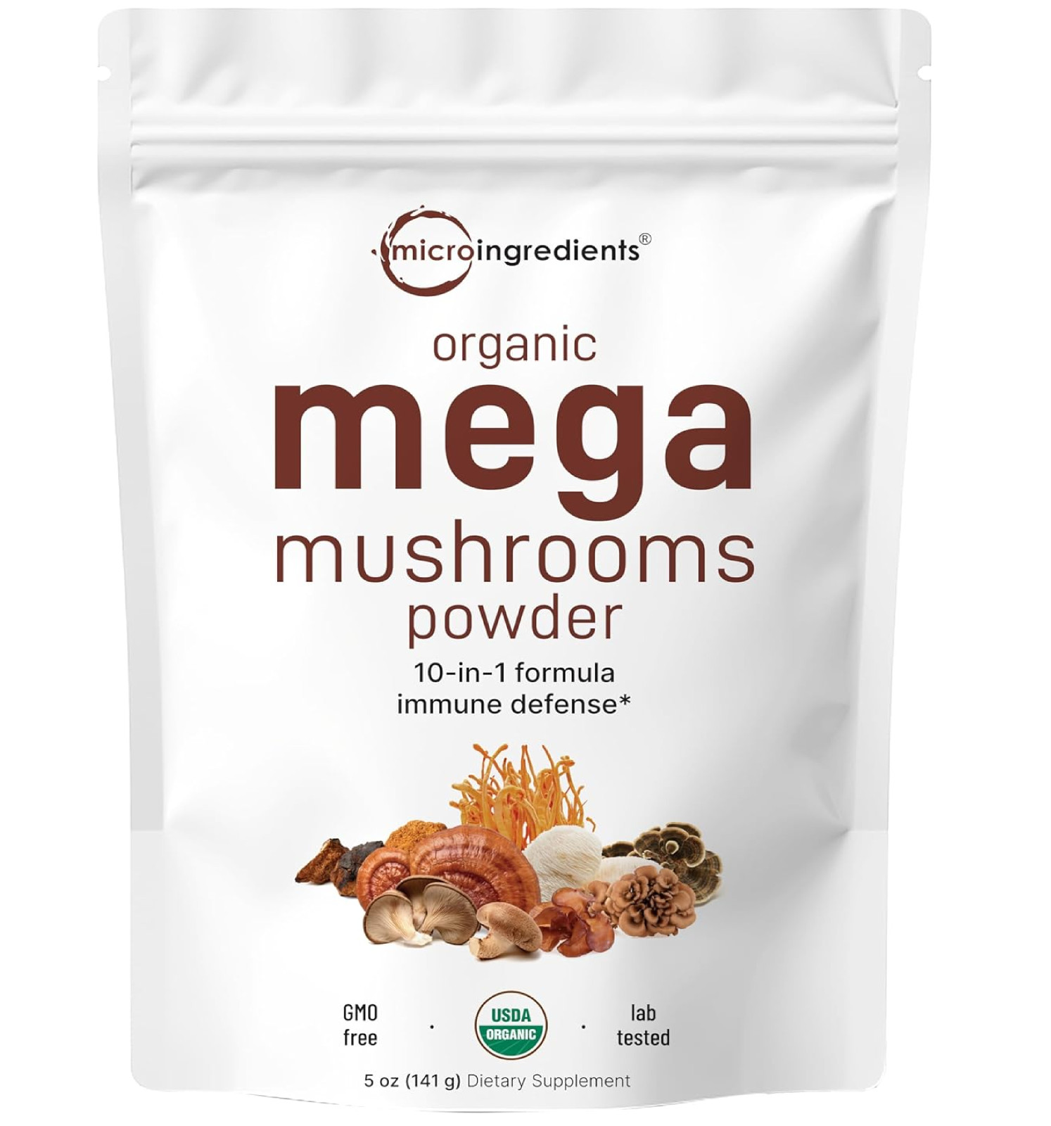 Micro Ingredients Organic Mushroom 10-in-1 Blend, 5 oz | Chaga, Lion’s Mane, Cor gallery