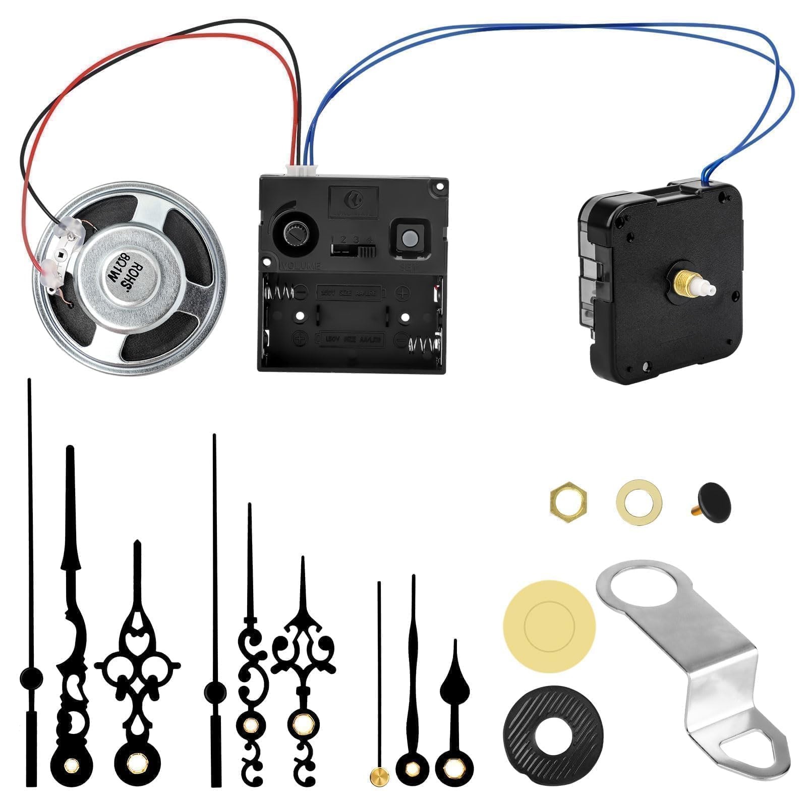 EEEKit Chiming Clock Mechanism Replacement, Battery Motors with Chime Black gallery