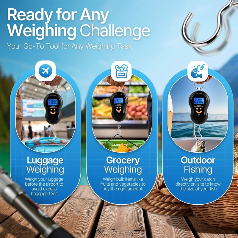 Digital Hanging Scale 110lb/50kg Loading Portable Luggage Scale w/ LCD Display gallery