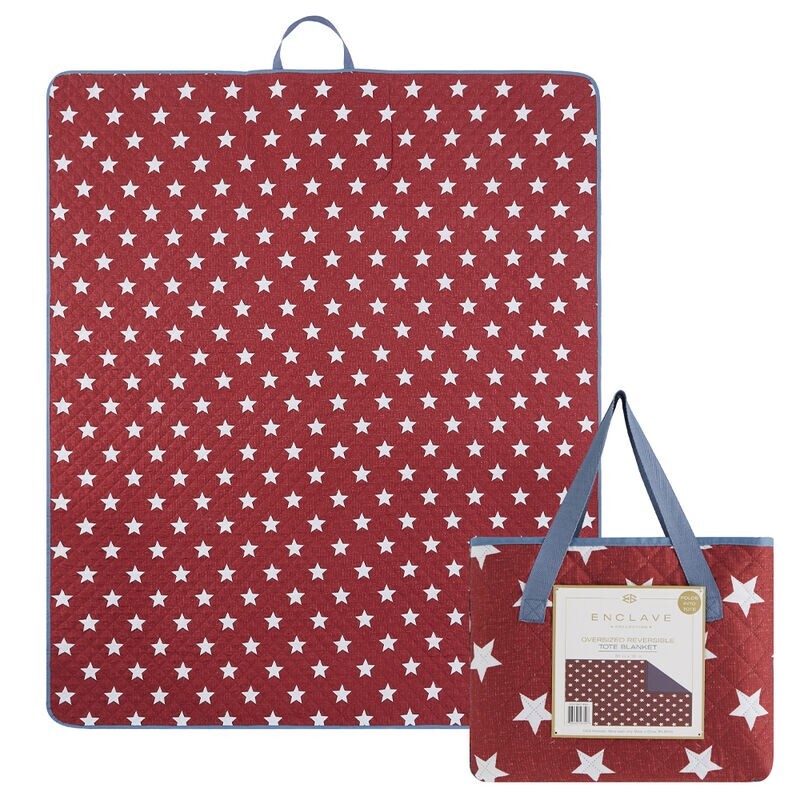Camping Park Beach Oversized Reversible Tote Blanket 60" x 70" Patriotic Stars gallery