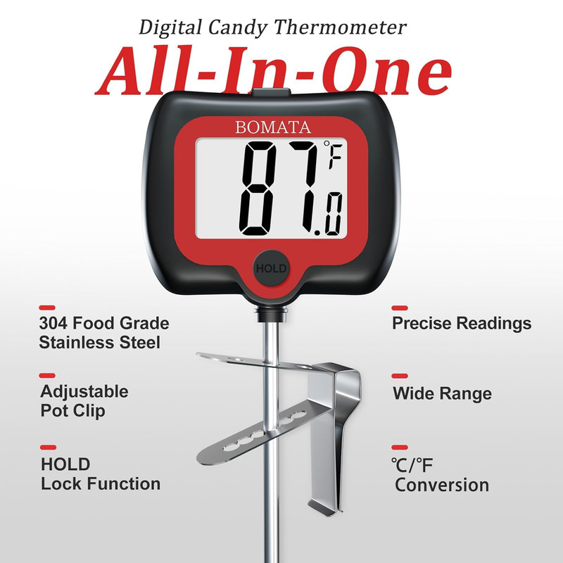 BOMATA Digital Candy Thermometer with Pot Clip, Deep Fry Oil Thermometer with Ro gallery