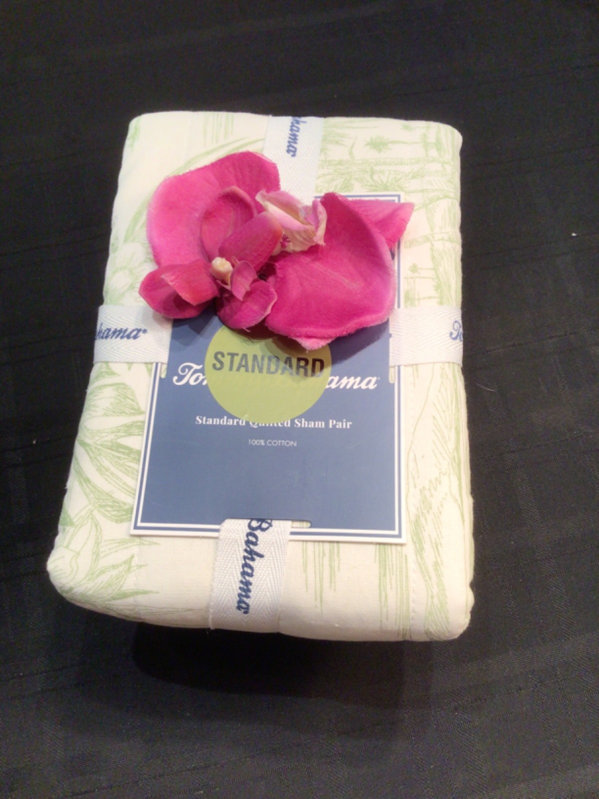Tommy Bahama Standard Quilted Sham 2 PC Set Beach Bluff Toile Green NEW gallery