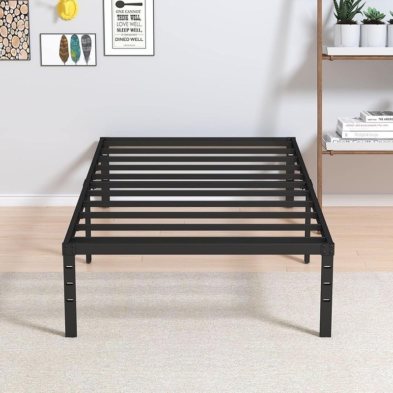 Metal Bed Frame Squeak Resistant Easy Assembly Underbed Storage Headboard Fit US gallery