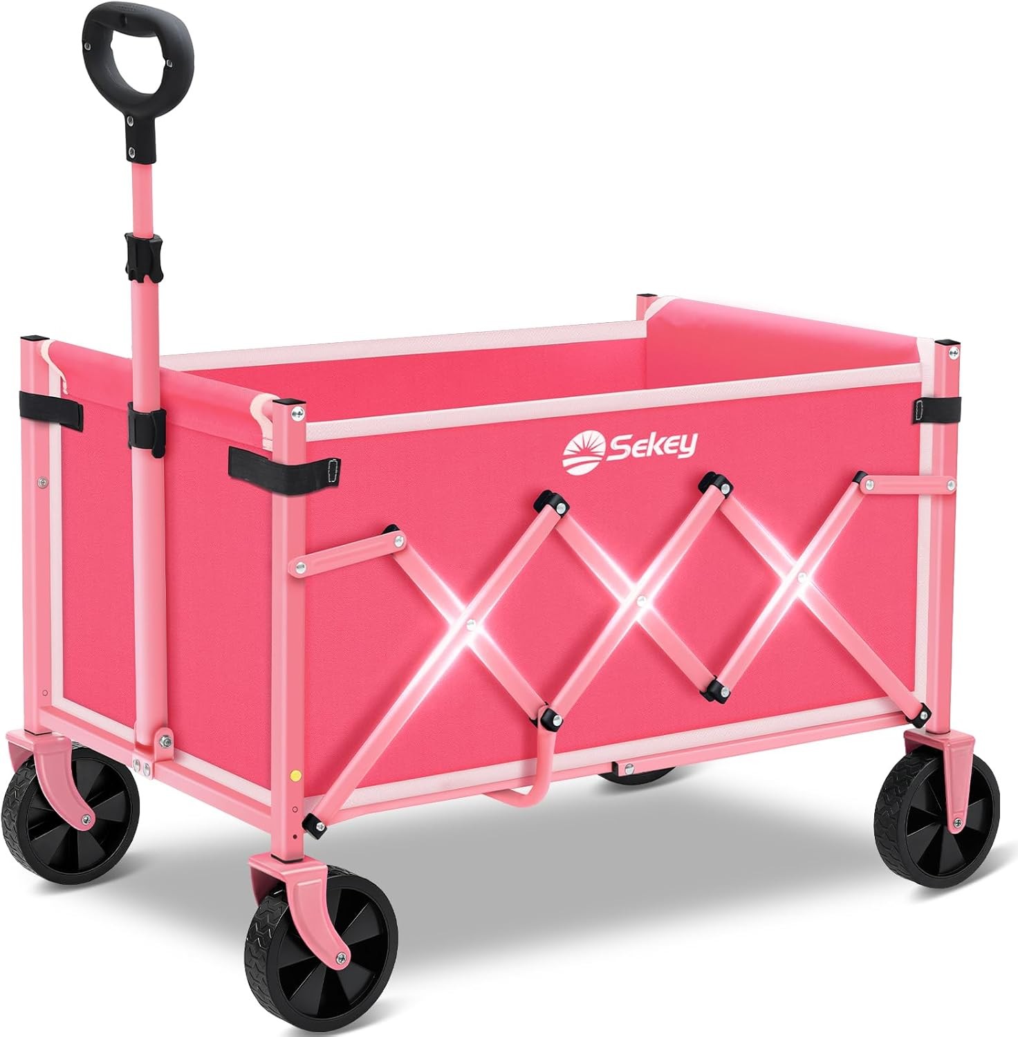 Sekey Wagon Cart 220LBS Capacity Foldable Heavy Duty Pink gallery