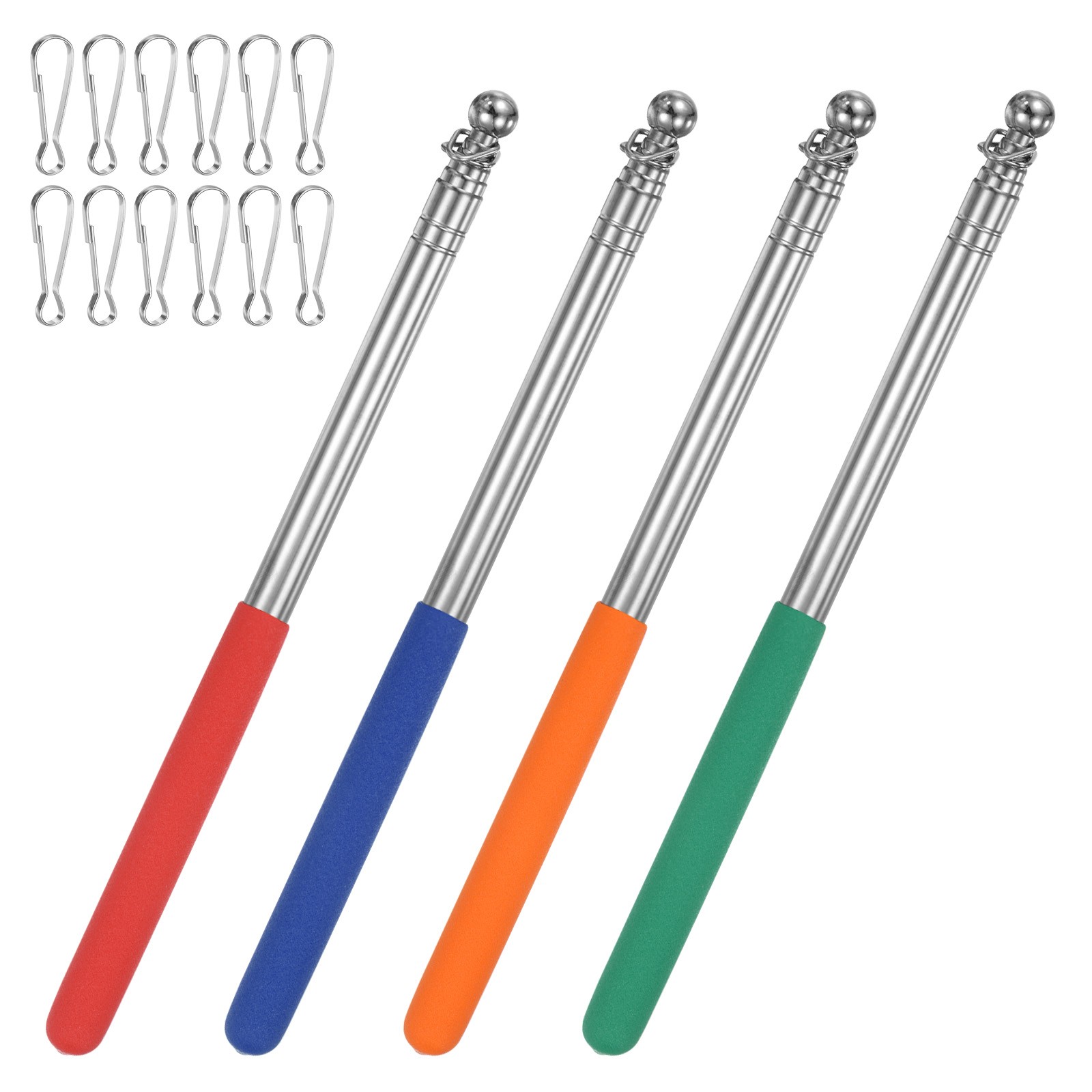 4-Pack 3.94Ft/1.2M Telescopic Flag Pole with Clips Red/Blue/Orange/Green gallery